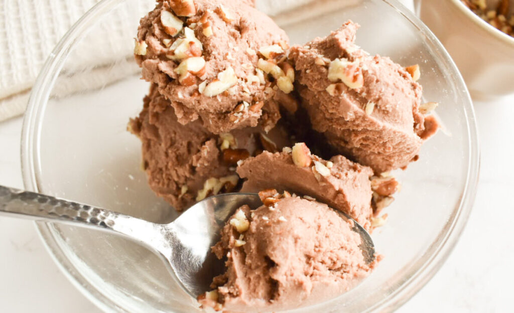 Chocolate ice cream texture close-up