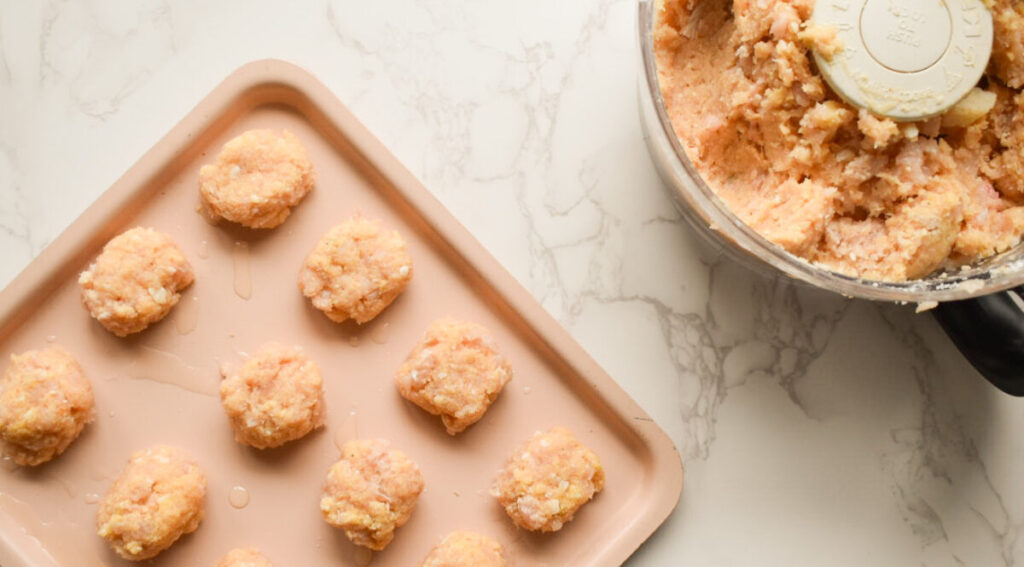 4 ingredient air fryer chicken nuggets being prepared