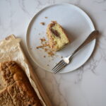 Moist cinnamon swirl coffee cake with crumb topping