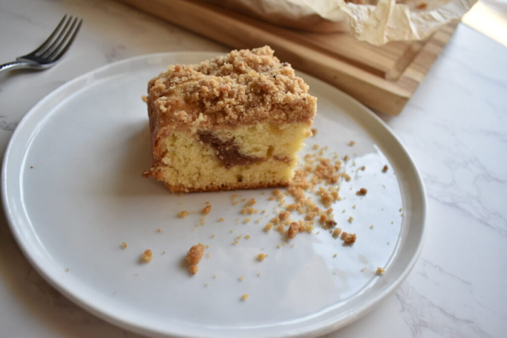 Homemade applesauce coffee cake close-up
