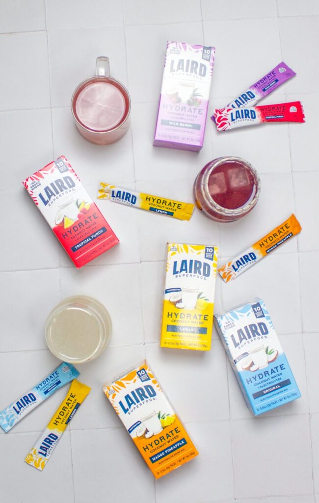 Electrolyte drink mix added to water for everyday hydration