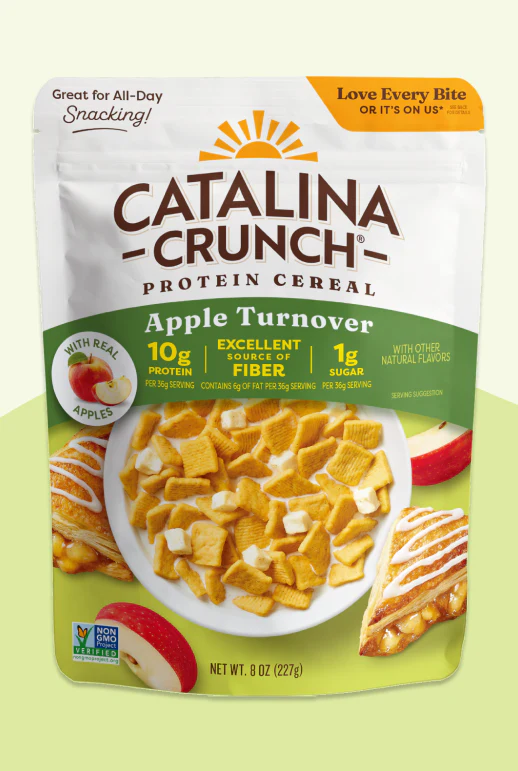 Catalina Crunch Apple Turnover cereal with 11 grams protein