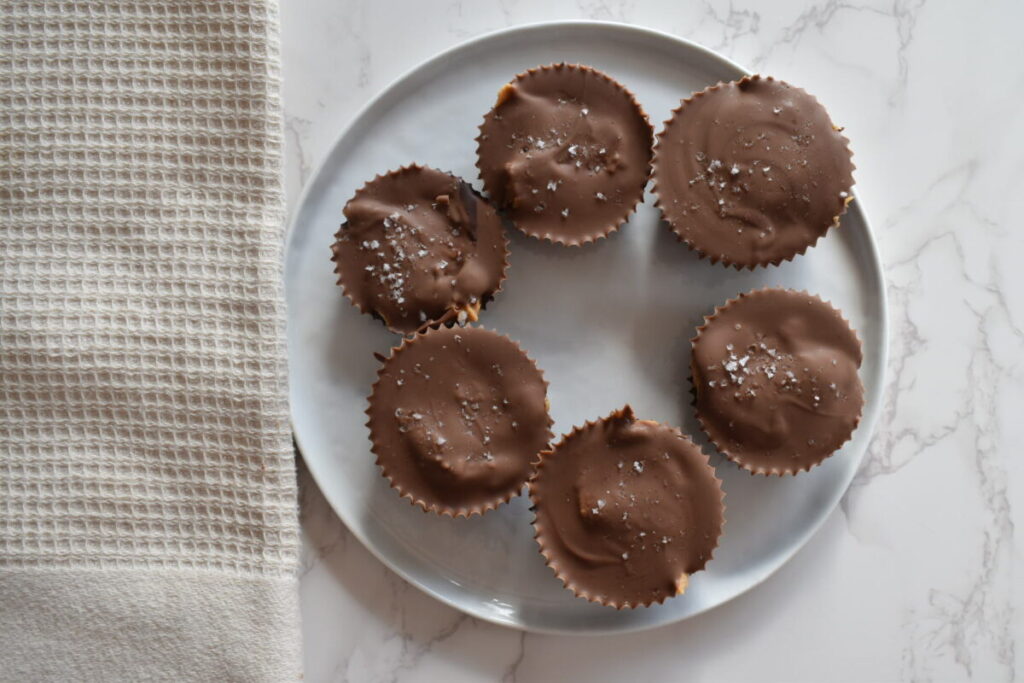 Homemade peanut butter cups in mini muffin liners