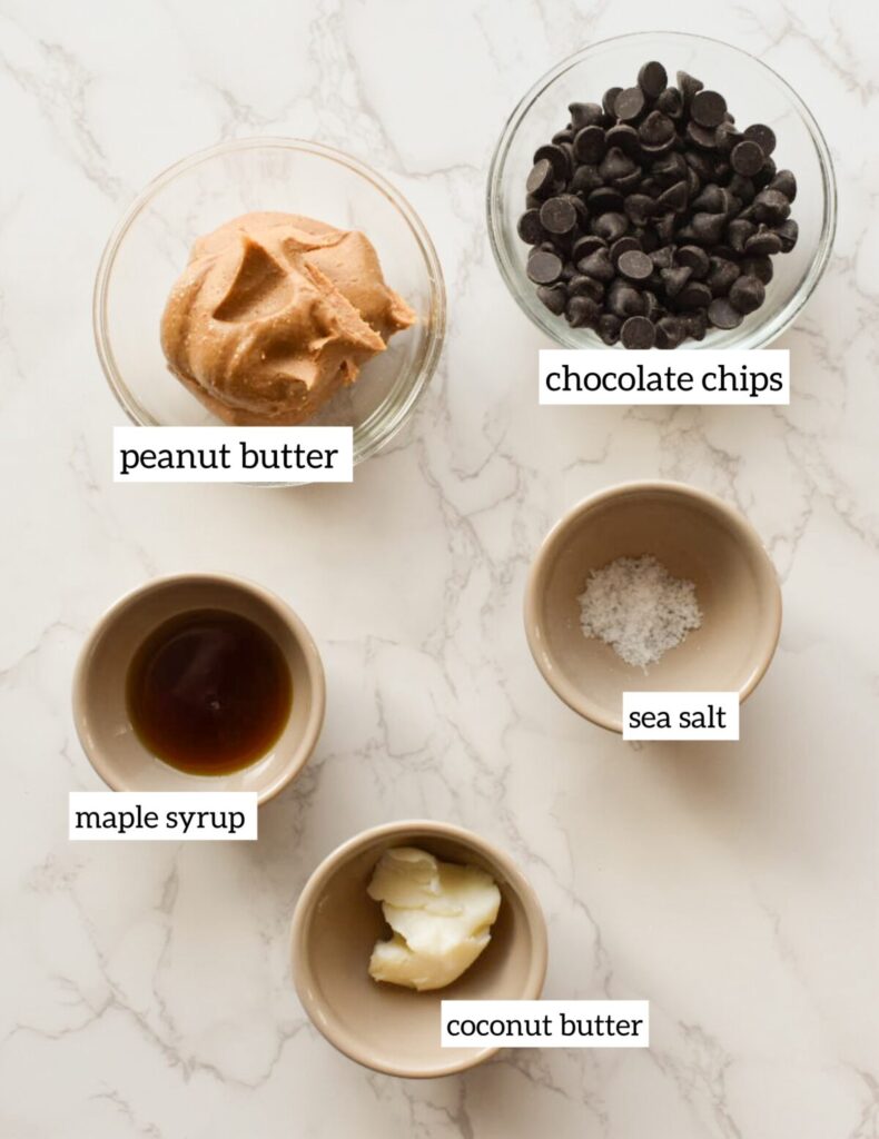 ingredients in Dark chocolate peanut butter cups with flaky sea salt