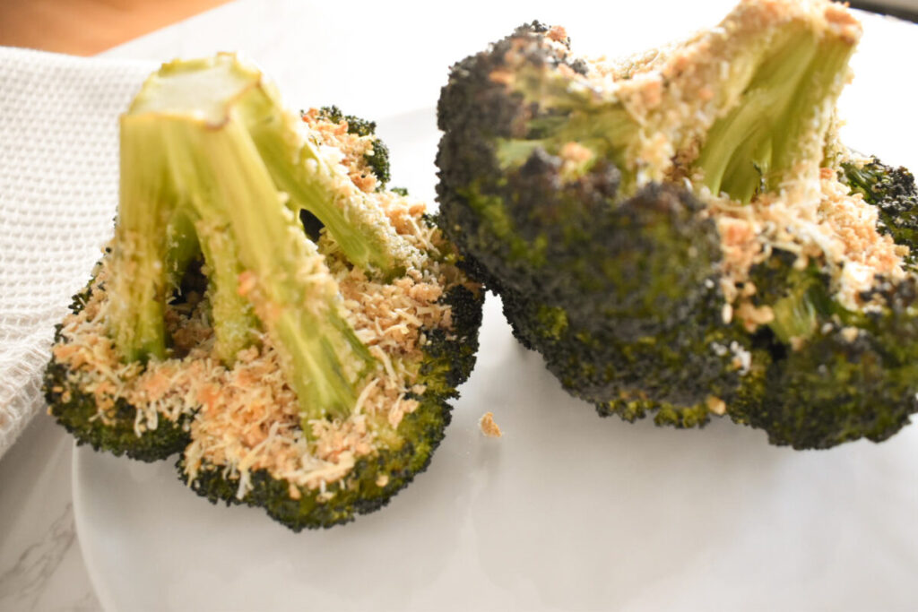 Crispy stuffed broccoli florets fresh from the oven
