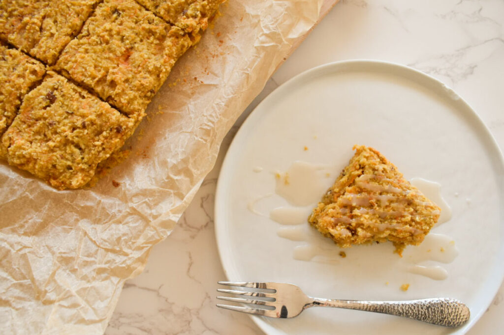 Healthy carrot cake bars made with almond flour