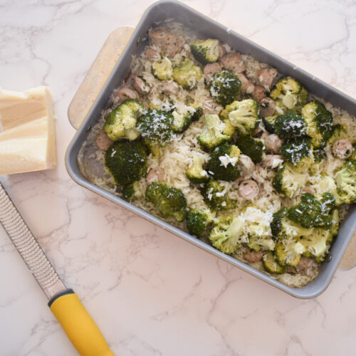 Healthy chicken sausage and broccoli dinner recipe