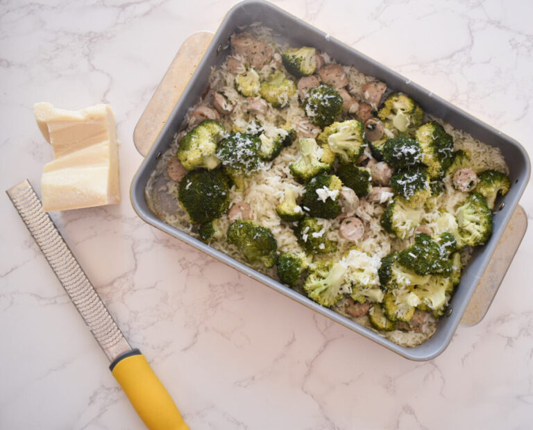 Healthy chicken sausage and broccoli dinner recipe