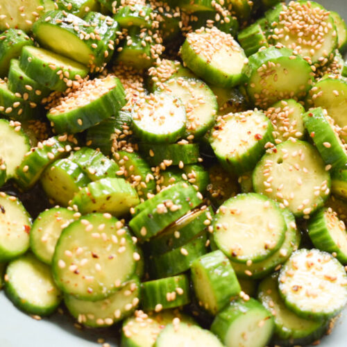 Easy Asian-inspired cucumber salad made with baby cucumbers
