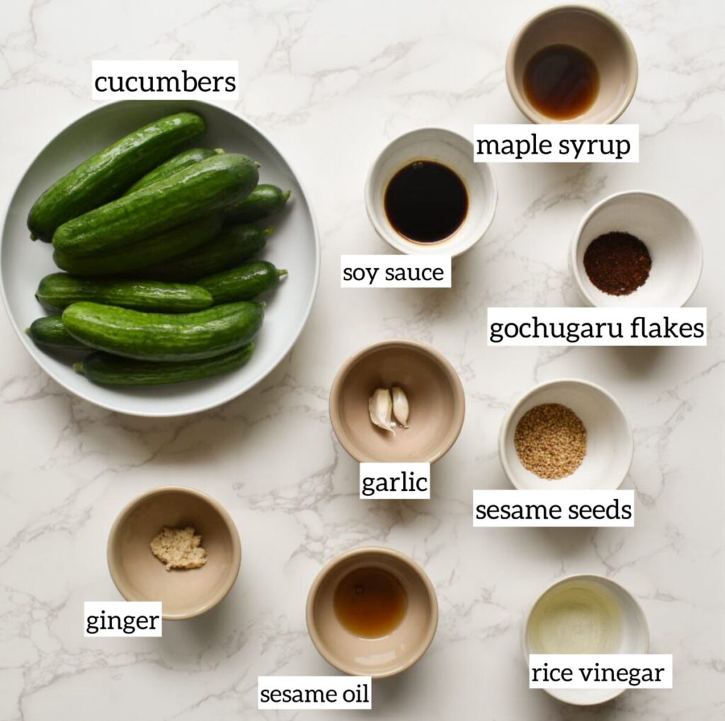 Ingredients in Refreshing sesame cucumber salad perfect for summer meals