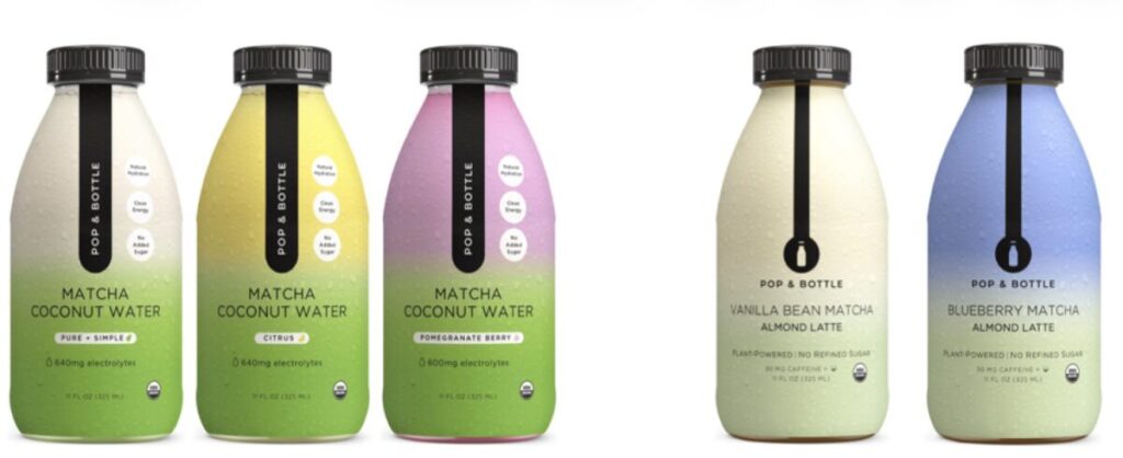 Matcha coconut water drink with fresh lime and ice