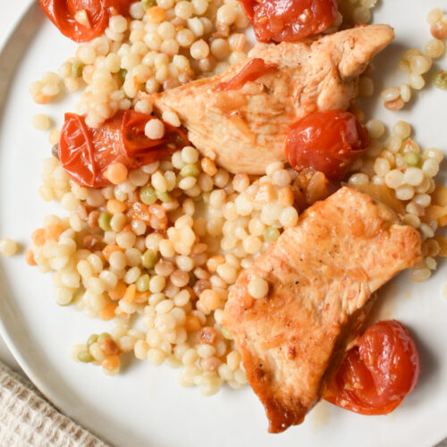 Easy sweet and tangy tomato chicken with cherry tomatoes